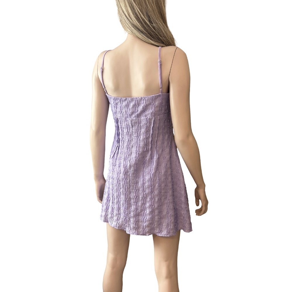 Princess Polly Melrose Nights Lilac Mini Dress Textured Empire Bust Sleeveless - Picture 11 of 16